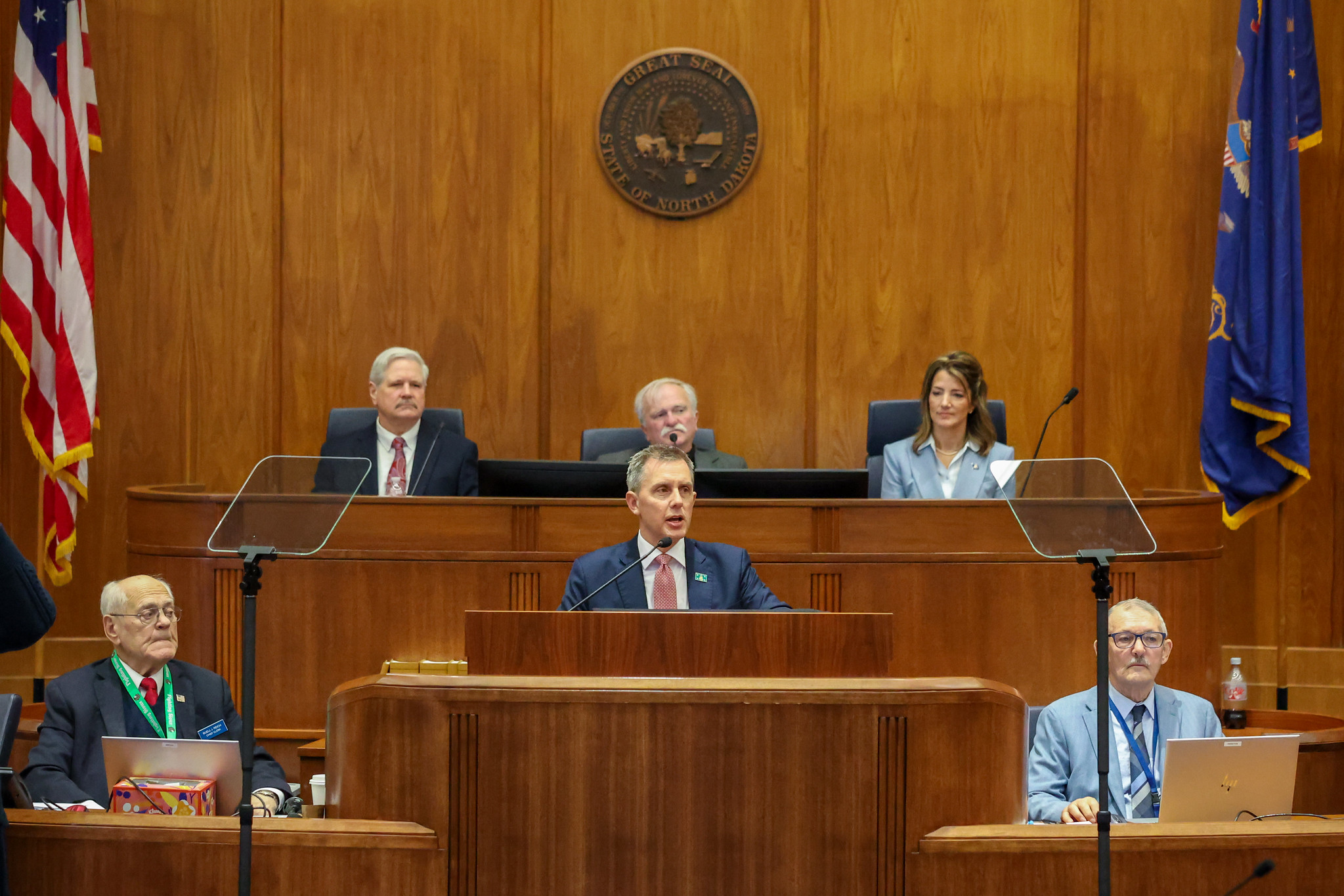 Governor Armstrong delivers the State of the State address in the House chamber of the State Capitol.